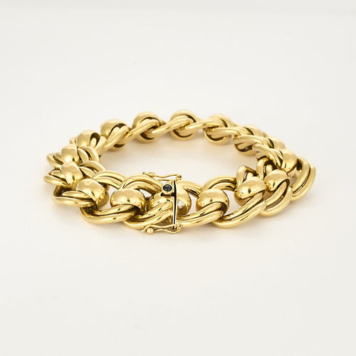 Bracelet Bracelet or jaune à double maillons ronds ajourées 58 Facettes BIA1071