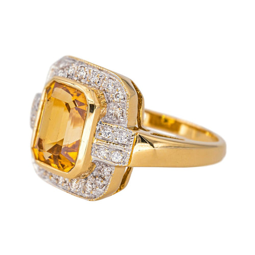 Bague 53 Bague Or jaune Citrine, Diamant 58 Facettes 4445903CN