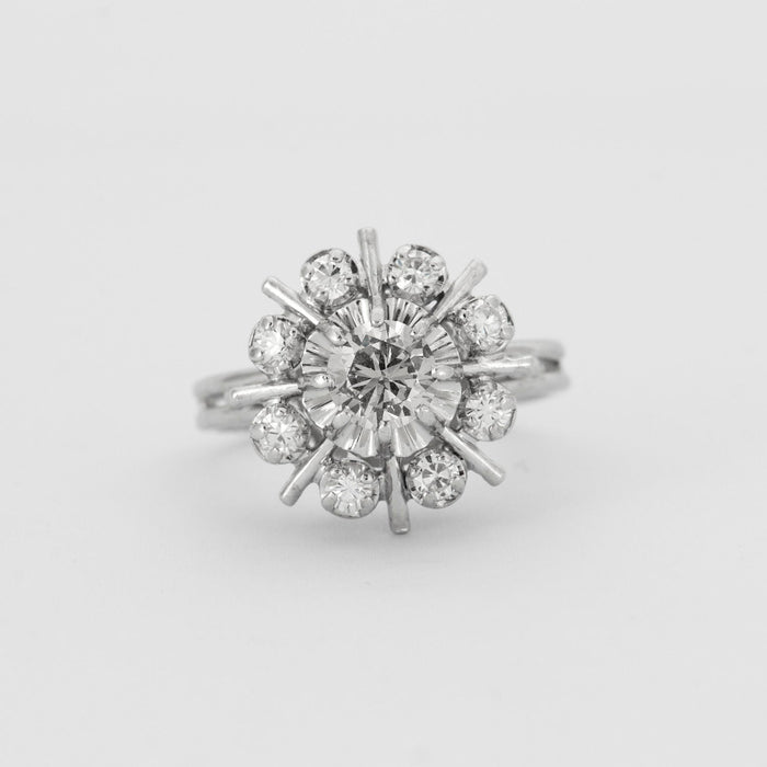 Daisy ring with diamonds and platinum