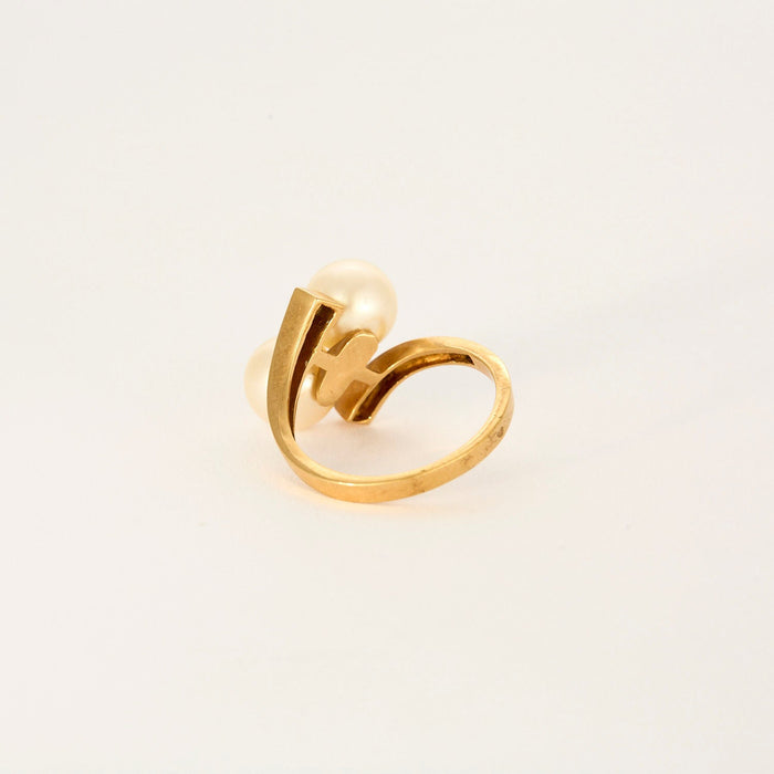 Ring Toi & Moi yellow gold pearl