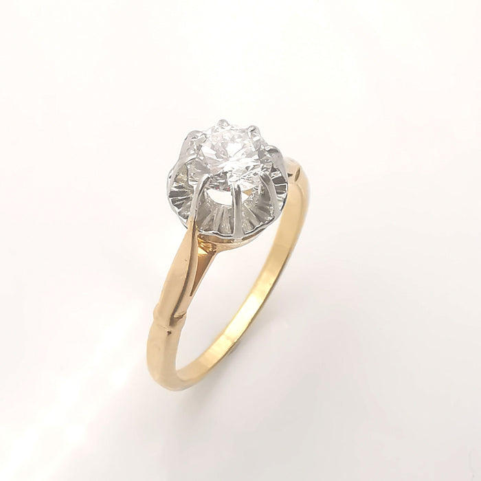 anello solitario Oro platino e diamante