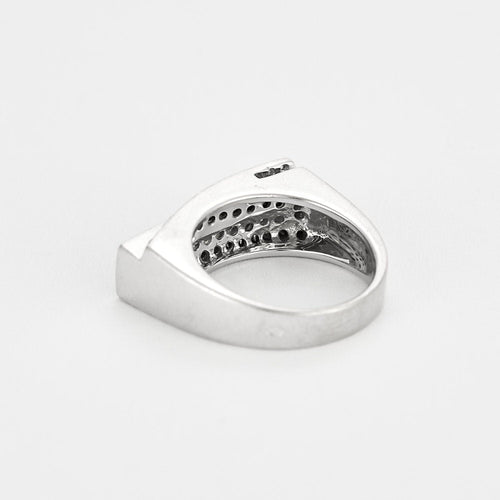 Bague 53 Bague moderniste en or blanc et diamants noirs et blancs 58 Facettes B240206