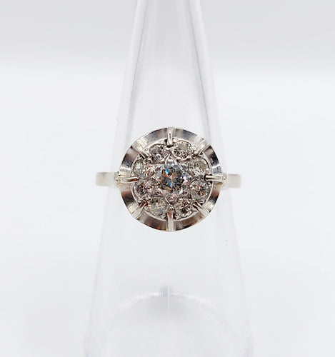 Bague 52 Bague fleur art déco or blanc et platine 58 Facettes A04204