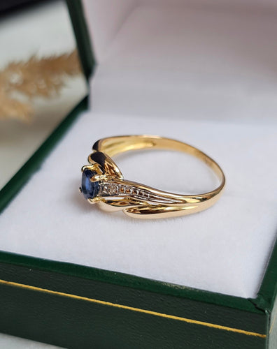 Bague 55 Bague Saphir en Or jaune et Blanc 58 Facettes 637