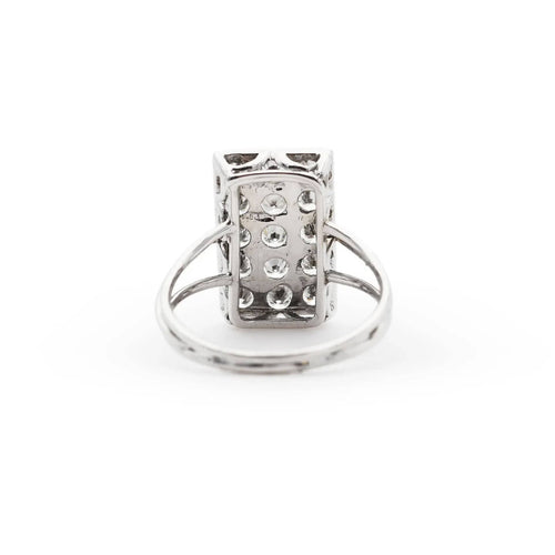 Bague Bague rectangulaire en or blanc sertie de diamants (0,80 carat) 58 Facettes 17302