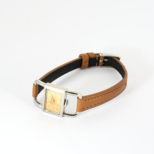 Montre Montre Jaeger Lecoultre Hermes Modèle Etrier en acier cadran acier doré 58 Facettes