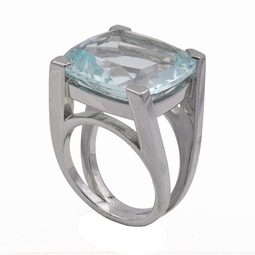 Bague 52 Bague Or gris Aigue-Marine 58 Facettes