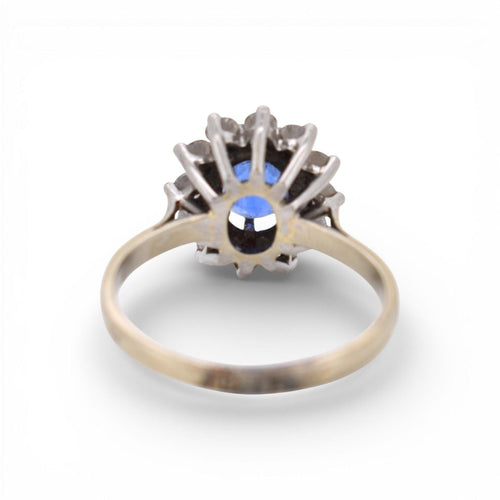 Bague 54 Bague Marguerite en Or 18k, Saphir Ceylan Non Chauffé et Diamants - Vintage 58 Facettes 505