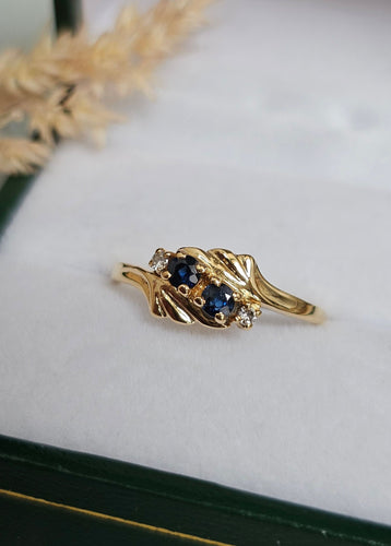 Bague 53 Bague or jaune saphirs et diamants 58 Facettes 663