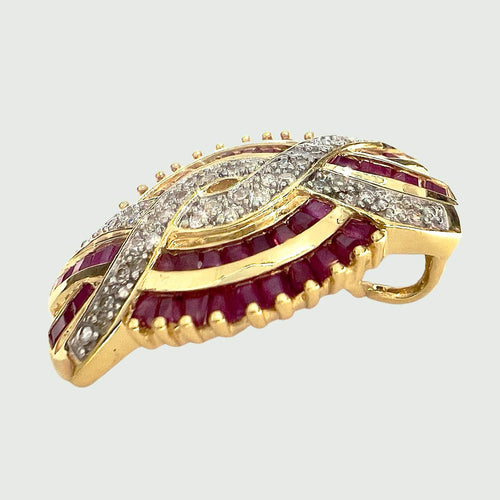 Pendentif PENDENTIF CONTEMPORAIN DU XXE SIÈCLE en OR 18 carats avec DIAMANTS et RUBIS 58 Facettes Q716A