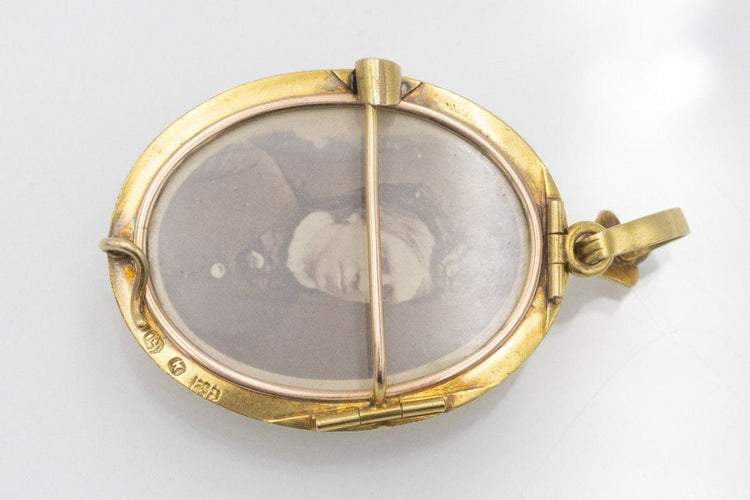 Pendentif Broche-pendentif en or jaune, améthyste, perles fines, fin XIXe siècle 58 Facettes 11245