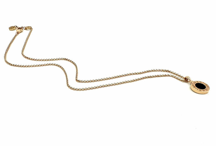 Collier BVLGARI. Collection « BVLGARI-BVLGARI », Collier or rose et onyx 58 Facettes