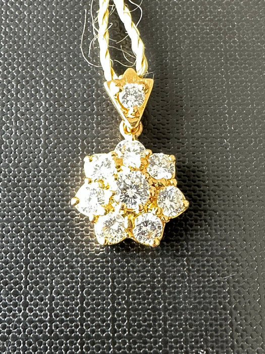 Pendentif Pendentif marguerite en or jaune avec diamants, certifié HRD 58 Facettes