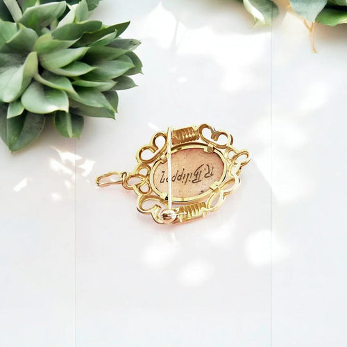 Pendentif Pendentif - Broche (1950–1960) or jaune, émail de Limoges signé R. Philippon 58 Facettes AA 1688