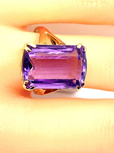 Bague Bague or jaune améthyste 13,36 carats 58 Facettes AB398