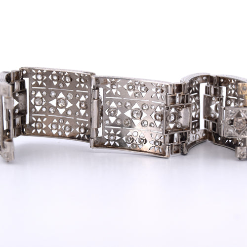 Bracelet Bracelet Antique Deco, en platine avec diamants 58 Facettes