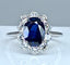 Bague 56 Bague or blanc, saphir 3,57 carats, diamants 58 Facettes AB399