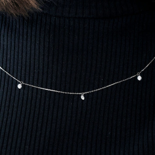 Collier COLLIER OR BLANC 3 DIAMANTS 0,60ct 58 Facettes M8927