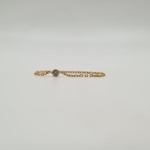 Bague 65 Bague chaine or jaune sertie d'un diamant 58 Facettes