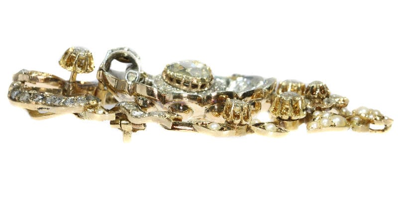 Pendentif L'art de l'Antiquité : Pendentif broche en diamant et perles de style victorien 58 Facettes 17093-0243