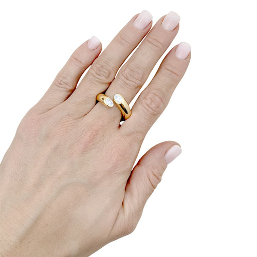Bague 58 Bague Cartier, "Ellipse Deux Têtes Croisées", or jaune, diamants. 58 Facettes 35041