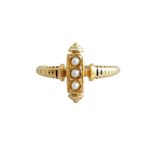 Bague 57 Bague trilogie Napoléon III, or et perles 58 Facettes 108