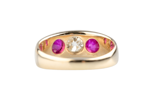 Bague 59 Bague ancienne diamant 1,07 ct et rubis 1,34 ct en or jaune 58 Facettes BGDRUCC1388-107