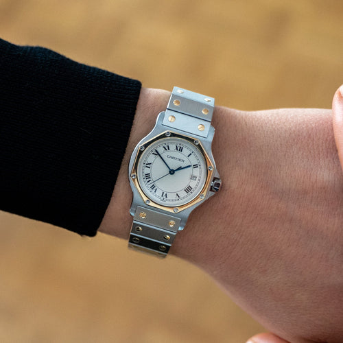 Montre Cartier - Montre Santos Octagone - Cadran romain ivoire - LM 58 Facettes