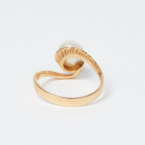 Прстен од жутог злата - култивисани бисер