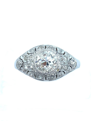 Bague 51 Bague Art-Deco or, platine et diamants 58 Facettes