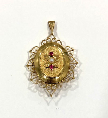 Pendentif Pendentif porte-souvenir ancien or jaune 58 Facettes