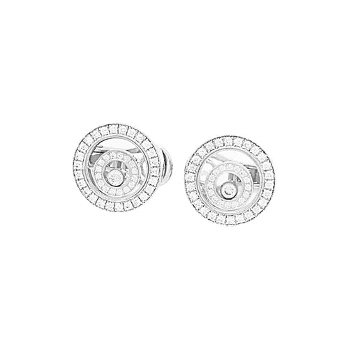 Boucles d'oreilles Boucles d'oreilles Chopard, "Happy Spirit" or blanc, diamants. 58 Facettes 34893