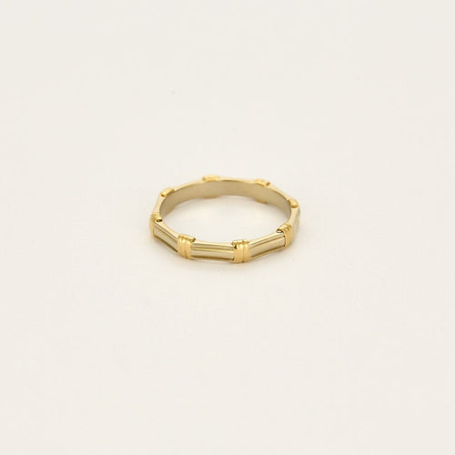 Bague 53 Anneau en or jaune et or gris 58 Facettes ASN0332