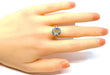 Bague 58 Bague or blanc aigue-marine et 8 diamants 58 Facettes AB376