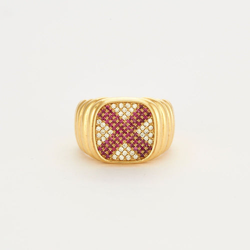 Bague 56 Bague Chevalière plateau diamants/rubis 58 Facettes 32500148