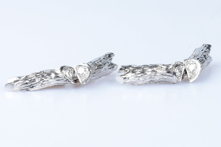 Boutons de manchette Boutons de manchette diamant en or blanc 18 carats 58 Facettes BM-77-90