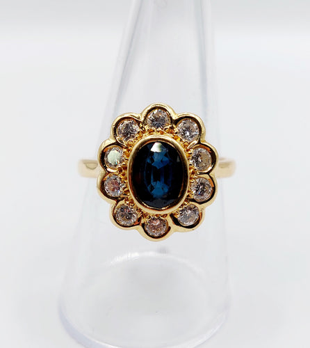 Bague 58 Bague marguerite art deco or 18k saphir et diamants taille brillants 58 Facettes A03969