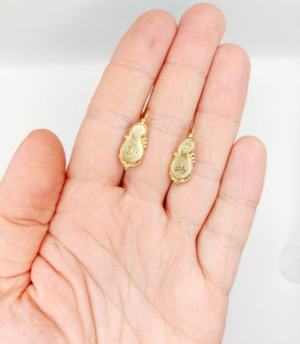 Boucles d'oreilles Dormeuses victoriennes poissardes or rose, goutte et décorations ciselées (circa 1880) 58 Facettes A05080