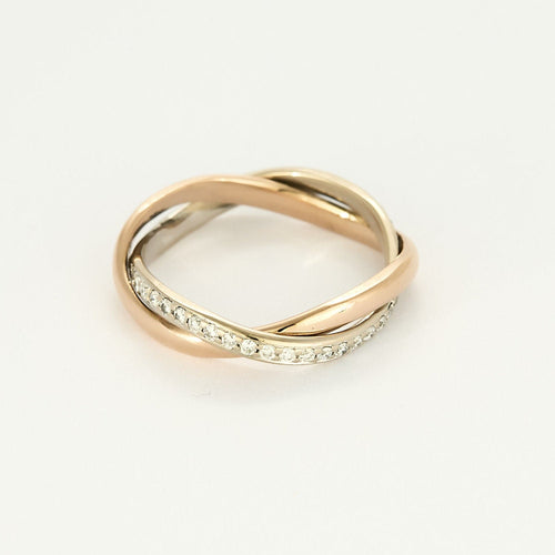 Poiray "Tresse" ring in roségoud & witgoud met diamanten 
