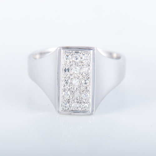 Bague 59 Bague Chevalière pavage Diamants 58 Facettes 8397