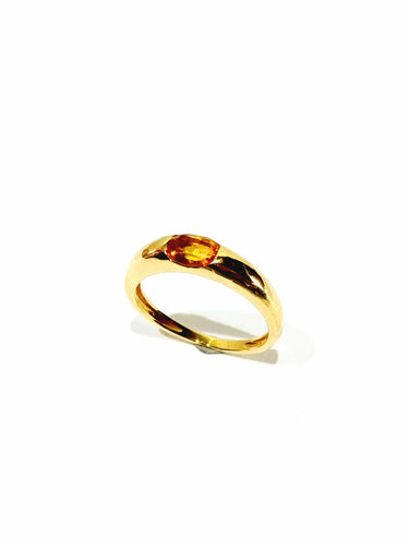 Bague 52 Bague or jaune, citrine orange 58 Facettes