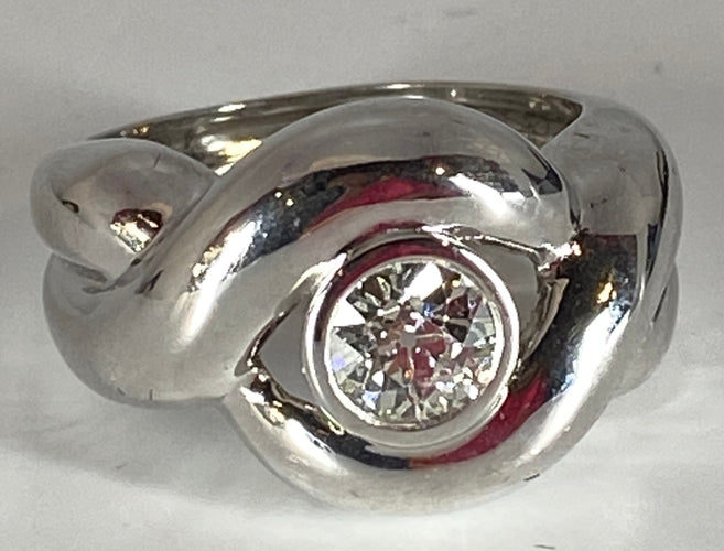 Bague 53 Bague en or blanc, diamant 58 Facettes AB49