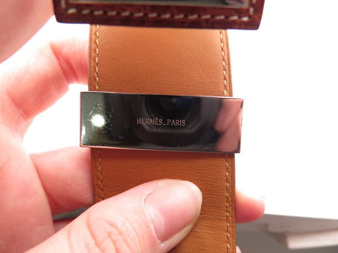 bracelet HERMES medor collier de chien cuir crocodile 16 a 19 cm 58 Facettes 266669