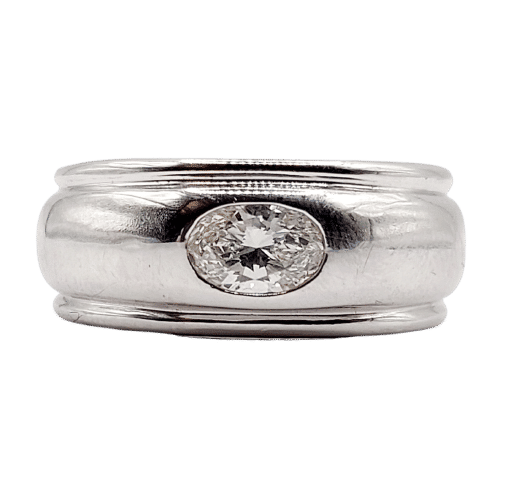 Bague 51 Boucheron - Bague Axelle bombée en or blanc 18k et diamant ovale 0,40 carat 58 Facettes A06571