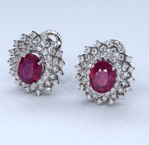 Boucles d'oreilles Boucles d'oreilles diamants rubis or blanc 58 Facettes