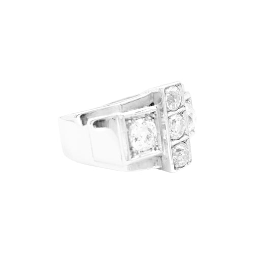 Bague 56 Bague "Tank", platine et diamants. 58 Facettes 34993