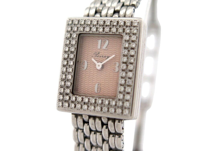 Montre vintage montre POIRAY sertie de 80 diamants 21 mm quartz classique acier 58 Facettes 268175
