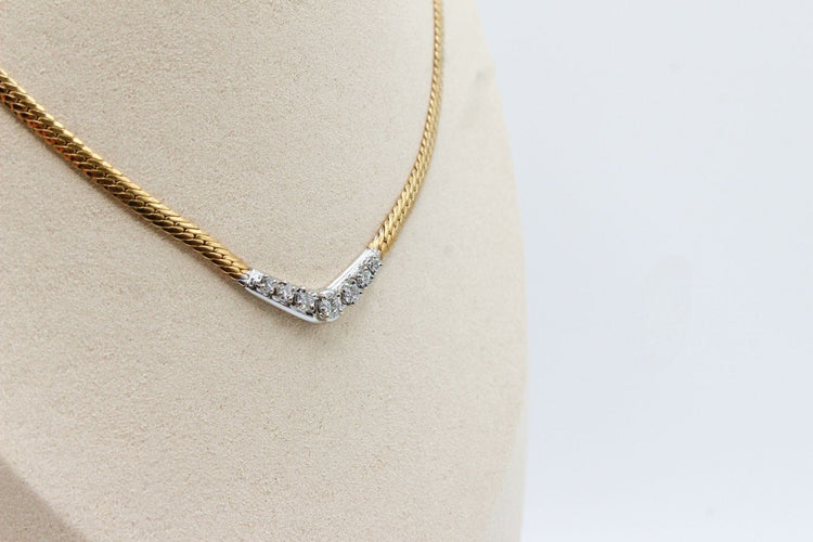 Collier Collier maille anglaise or jaune, diamants 58 Facettes 250197