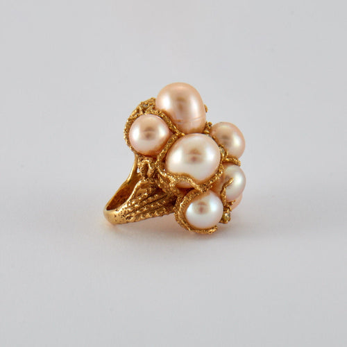 Bague 54 Bague Cocktail Perles Diamants 58 Facettes FL249