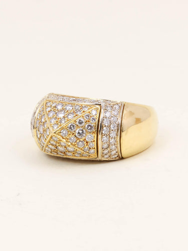 Bague 54 OJ PERRIN Bague pyramide or jaune diamants 58 Facettes 1211.4